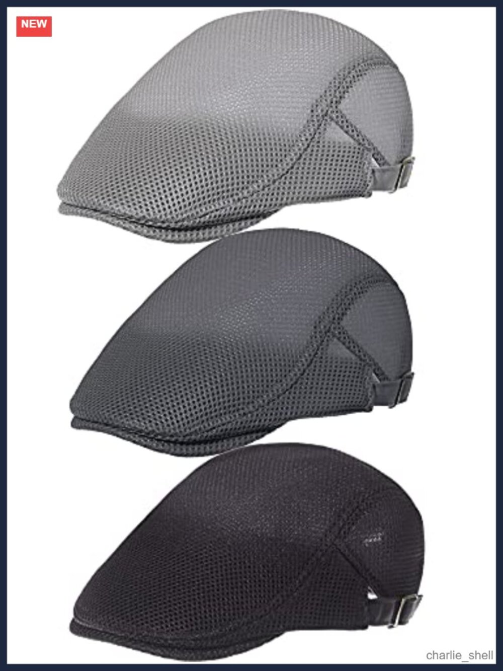 3 Pack Mesh Newsboy Caps Adjustable Breathable Summer Cabbie Hats